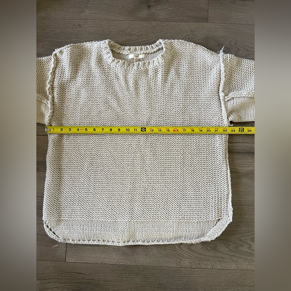 NWT Easel Los Angeles Chunky Knit Sweater S/M Relaxed Fit Beige Top Crew neck - Picture 12 of 12